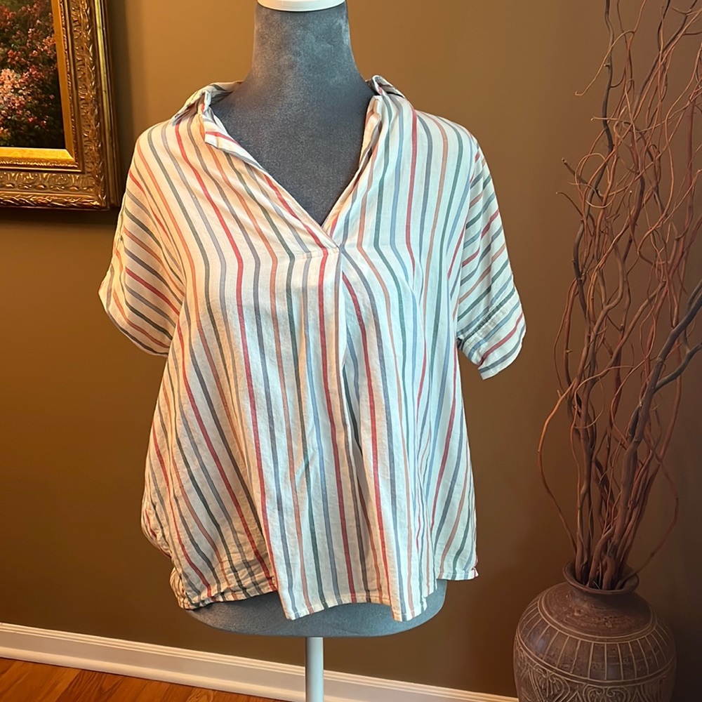 Madewell top white with colored stripes